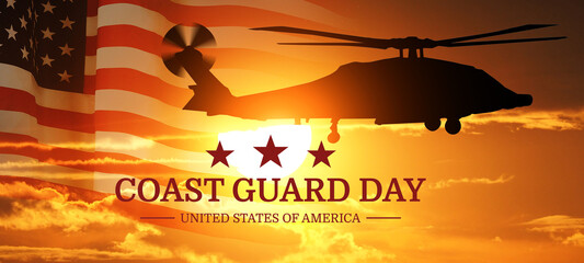 Coast Guard Day in United States. Federal holiday. Celebrated annual in August 4. 3d illustration