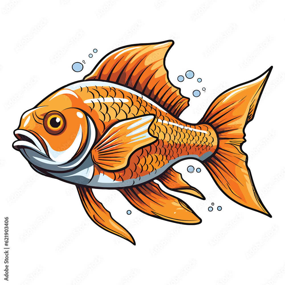 Sticker Artistic Interpretation: 2D Illustration of Oscar Fish