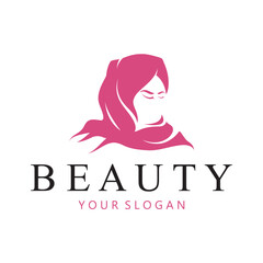 muslimah hijab logo template vector illustration design-vector