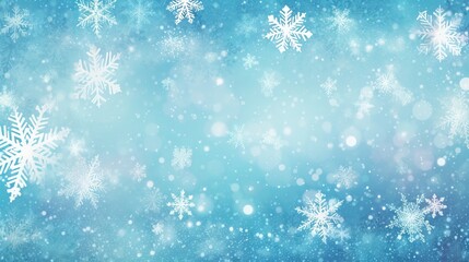 Naklejka na ściany i meble Blue Christmas snowflakes background, Generative ai