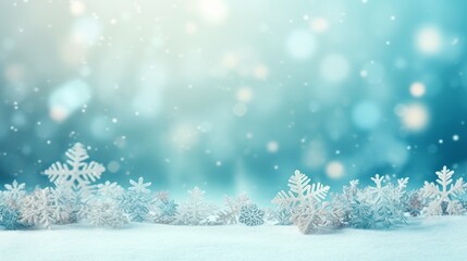 Obraz na płótnie Canvas Blue Christmas snowflakes background, Generative ai