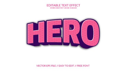 Hero 3D Fully Editable Vector Eps Text Effect Template 