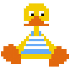 Duck cartoon icon in pixel style.