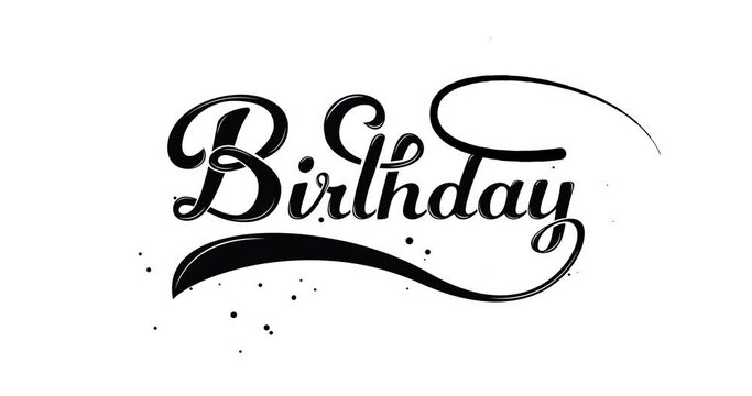 Happy Birthday, handwriting text animation in black and red color on the white background alpha channel. Great for celebrations, greetings, and events