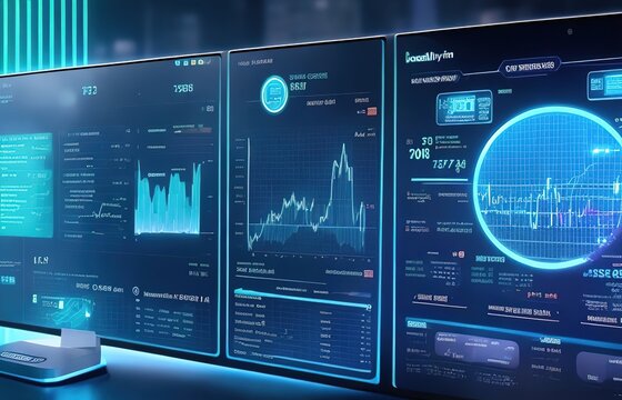 Digital Hologram Chart Bussines Background, Technology Background Series