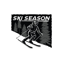 Snowboarding Logo design. Ski sports logo illustration vector