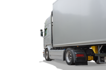 big delivery truck isolated on free PNG Background. cargo transport vehicle.