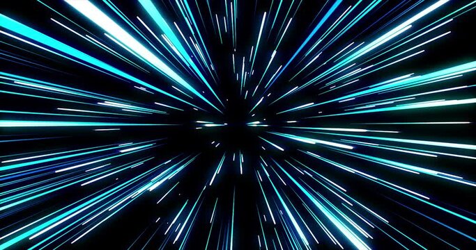 Footage through space with shining stars. Sci-fi warp and cyber future concepts. Abstract, repeatable video for background.