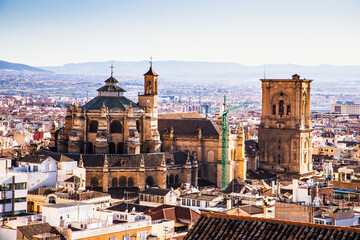 Fototapeta premium the picturesque Albaicin district in Granada on a sunny summer afternoon. Andalusia Spain.