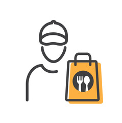 Food delivery courier with shopping bag.