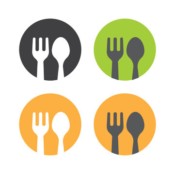 Spoon and fork, vector, icon, logo.