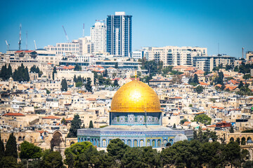 view over old city of Jerusalem from mount of olives, jerusalem, israel, middle east, dome of the rock