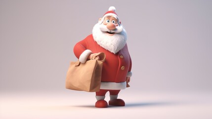 Obraz premium Santa Claus with a huge bag delivering gifts at snow fall. Merry Christmas,Seasonal Christmas poster,illustration