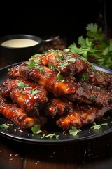 Fototapeta premium Honey garlic chicken wings
