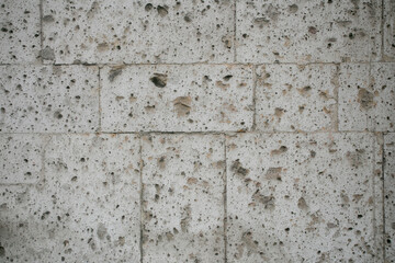 White walls and doors of the old streets of the city of Arequipa in Peru.
