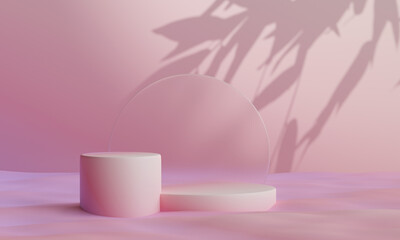 minimal showcase scene with pastel podium for product presentation. 3d illustration