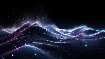 a large wave of information flowing across a black background created by generative AI