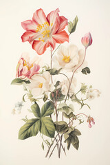 vintage botanical illustration, floral, pattern