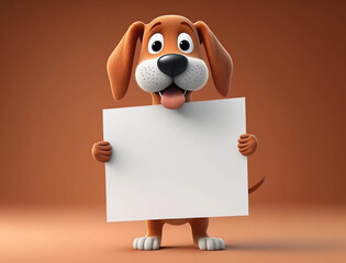 a cute dog holding a blank sign created by generative AI