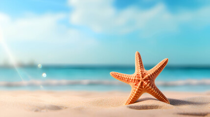 Obraz na płótnie Canvas Tropical ocean beach with starfish, vacation, Generative AI 2