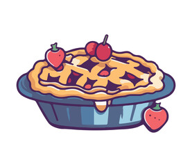 Sweet berry pie baked with fresh strawberries