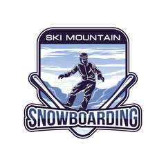 Snowboarding Logo design. Ski sports logo illustration vector