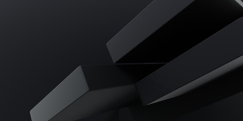 3d rendering of black architecture abstract geometric background. Scene for advertising, technology, showcase, banner, cosmetic, brochure, business, sport, game. Sci-Fi Illustration. Product display © Tanawat Thipmontha