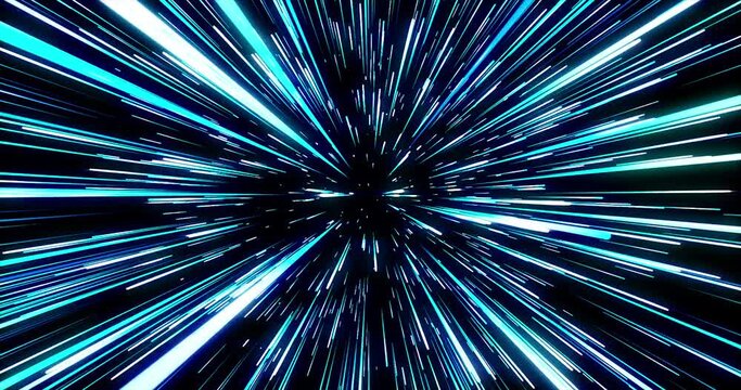 Footage through space with shining stars. Sci-fi warp and cyber future concepts. Abstract, repeatable video for background.