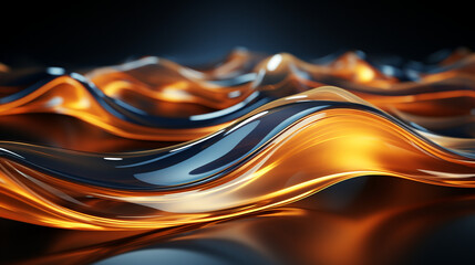Abstract liquid blue and gold background. Generative AI