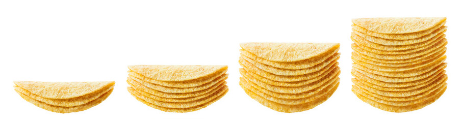 Set of delicious potato chips, cut out