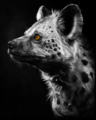 Tuinposter Generated photorealistic profile portrait of a wild hyena in black and white © Evgeniya Fedorova