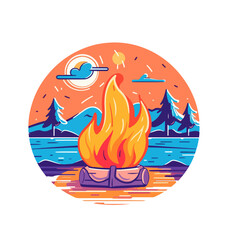 bonfire vacation summer vector