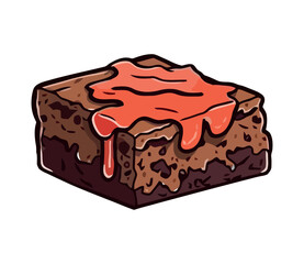 Sweet chocolate cake slice with creamy icing