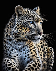 Fototapeta na wymiar Generated photorealistic portrait of a lying white leopard 