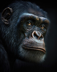 Naklejka premium Generated photorealistic close-up portrait of a wild monkey 