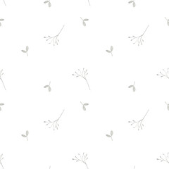 Dusty pastel green eucalyptus foliage seamless pattern for stationery, tape, fabrics, nursery, covers, bedding, wallpaper. Retro vintage style greenery