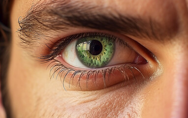 Macro image of a man's beautiful green eye