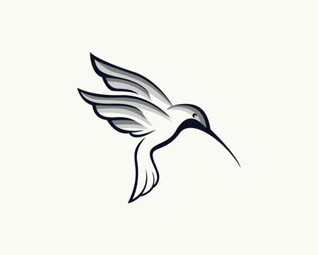 recommend clip art: beauty black white flying hummingbird art logo icon symbol design template illustration inspiration