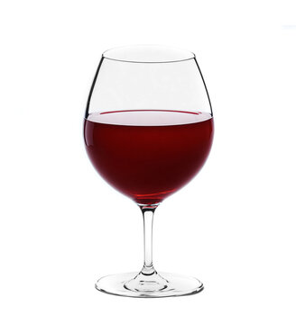 Red Wine Glass on White Background