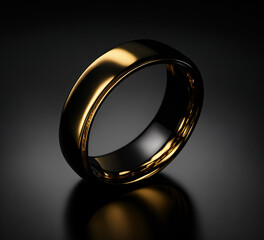 Gold Ring on Black Background