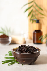 Concept of skin and face care, coffee scrub