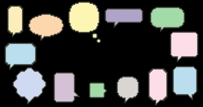 Colorful icons Thoughts, idea. Simple flat style pixel art. Idea, animation, 8 bit, old school. Thinking icon for video, 4k video animated, alpha channel, pixel art footage for video games. 