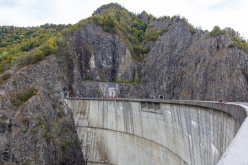 Hydropower construction, waterworks Dam Vidrau on Transfagarash highway
