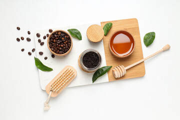 Concept of skin and face care, coffee scrub