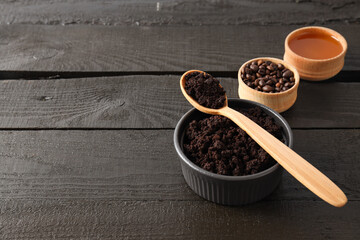 Concept of skin and face care, coffee scrub