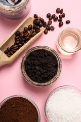 Concept of skin and face care, coffee scrub