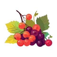 Ripe berry fruit on fresh green leaf