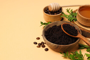 Concept of skin and face care, coffee scrub