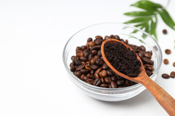 Concept of skin and face care, coffee scrub