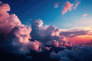 The clouds are a soft pink color, and they are scattered throughout the sky. AI generated
